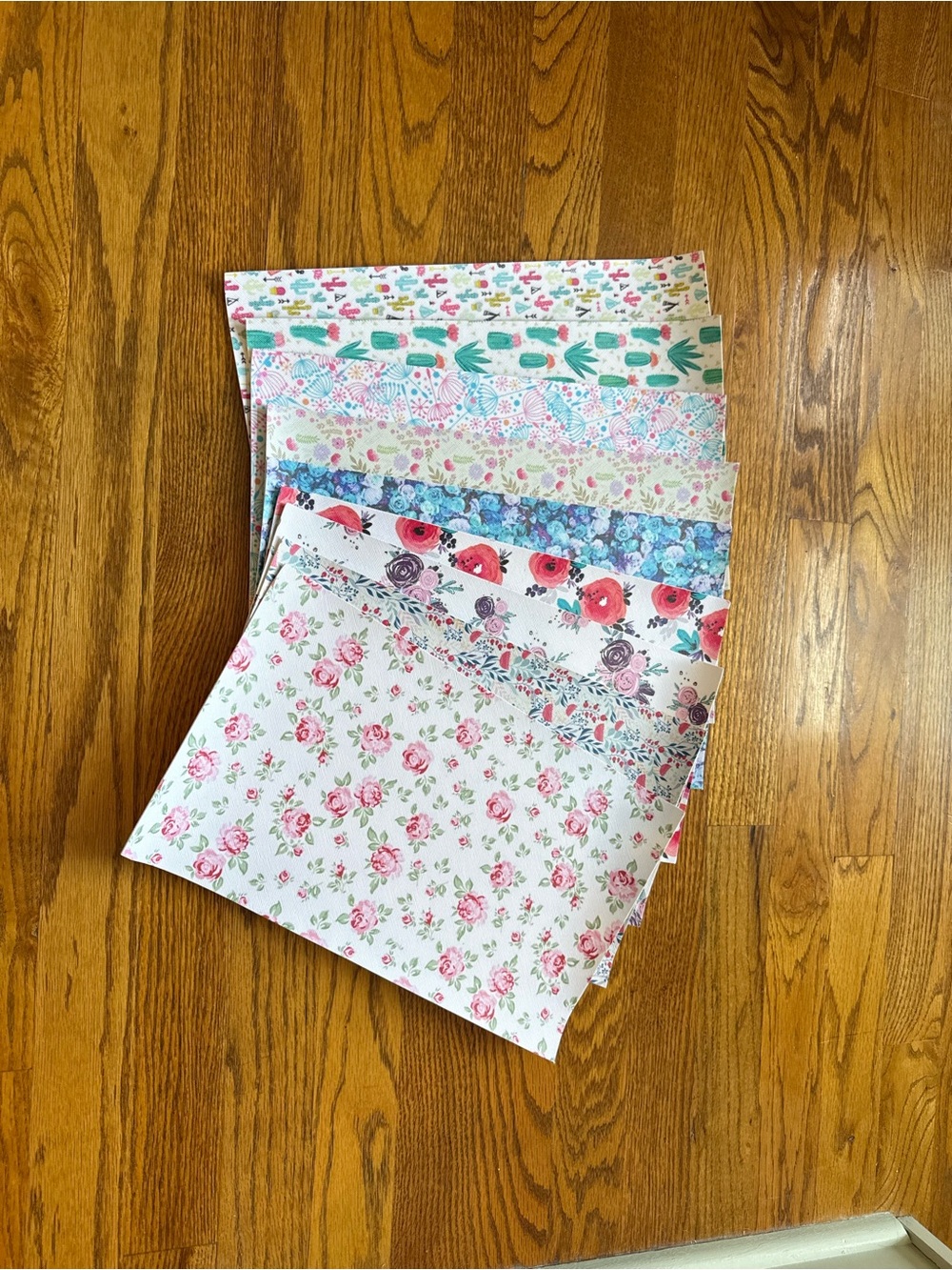 Floral Pattern Faux Leather Pack - Pink, Blue, Green 7.75x13.25”